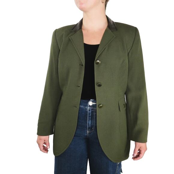 Gruppo Americano 1980s Vintage Dark Olive Green Blazer Jacket Medium Classic - Picture 5 of 7